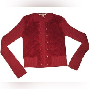 Uniform John Paul Richard M Medium Maroon Leather Quilted Suede Sweater Jacket